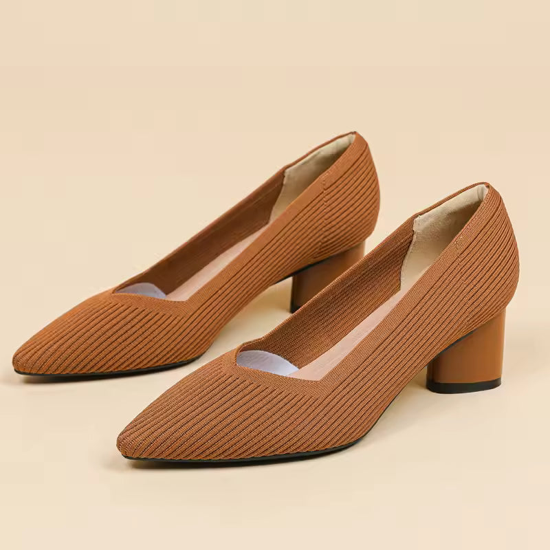 Formal Knitted Breathable Anti slip Rubber Sling-backs Sole Shoes