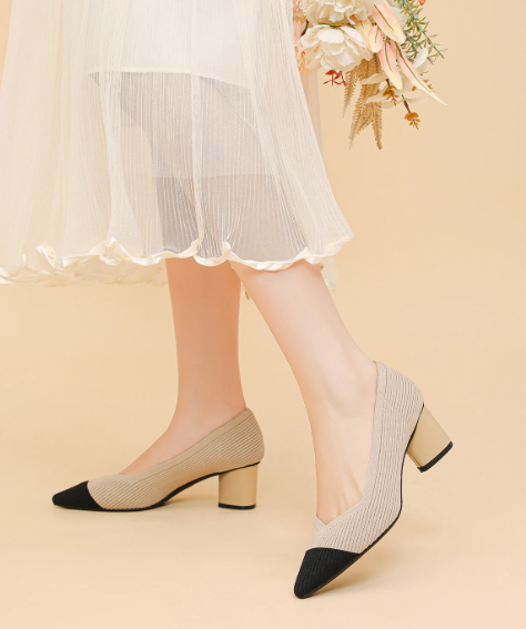 Formal Knitted Breathable Anti slip Rubber Sling-backs Sole Shoes