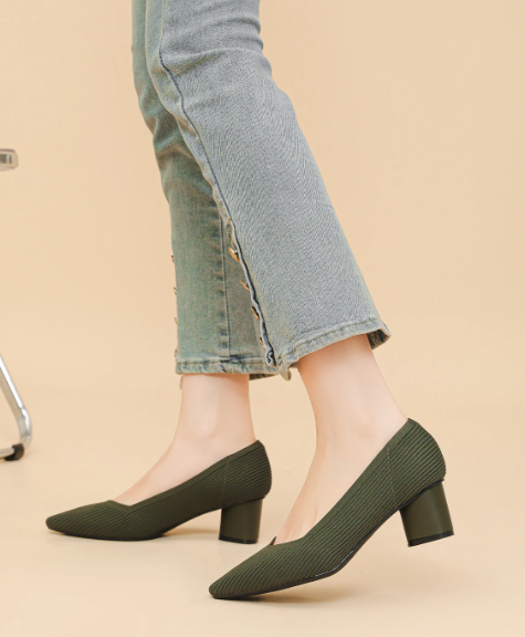 Formal Knitted Breathable Anti slip Rubber Sling-backs Sole Shoes