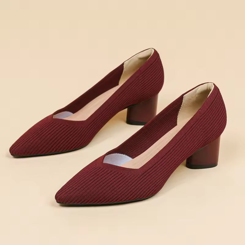 Formal Knitted Breathable Anti slip Rubber Sling-backs Sole Shoes