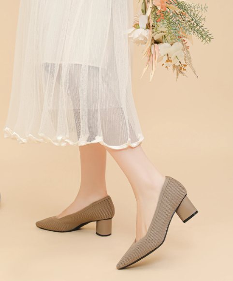 Formal Knitted Breathable Anti slip Rubber Sling-backs Sole Shoes