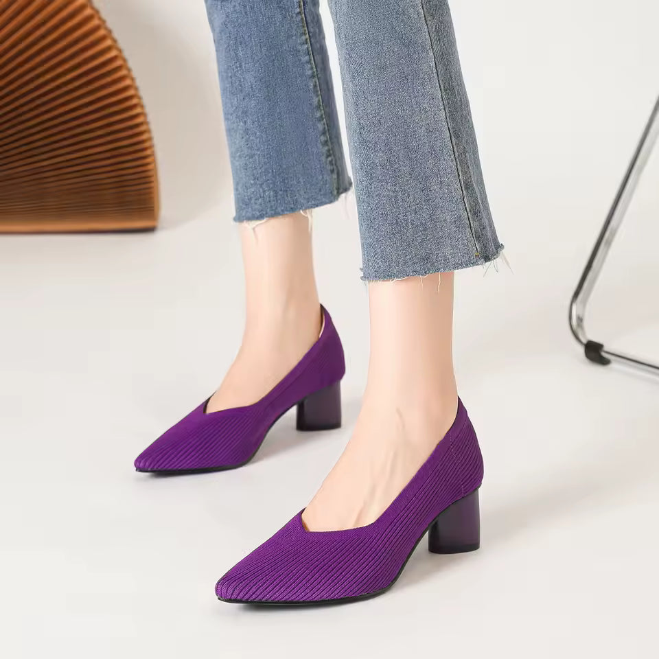Formal Knitted Breathable Anti slip Rubber Sling-backs Sole Shoes