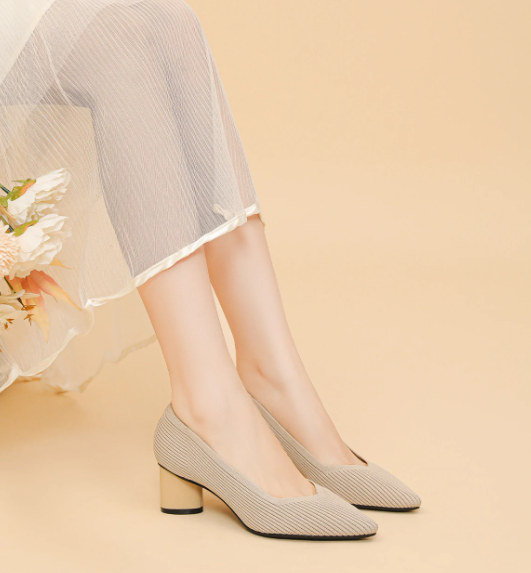 Formal Knitted Breathable Anti slip Rubber Sling-backs Sole Shoes