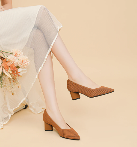 Formal Knitted Breathable Anti slip Rubber Sling-backs Sole Shoes