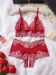 Lace Hollow Contrast Color Lingerie Bra And Panties Sets Open Chest Underwear Set Crotchless Erotic Suits