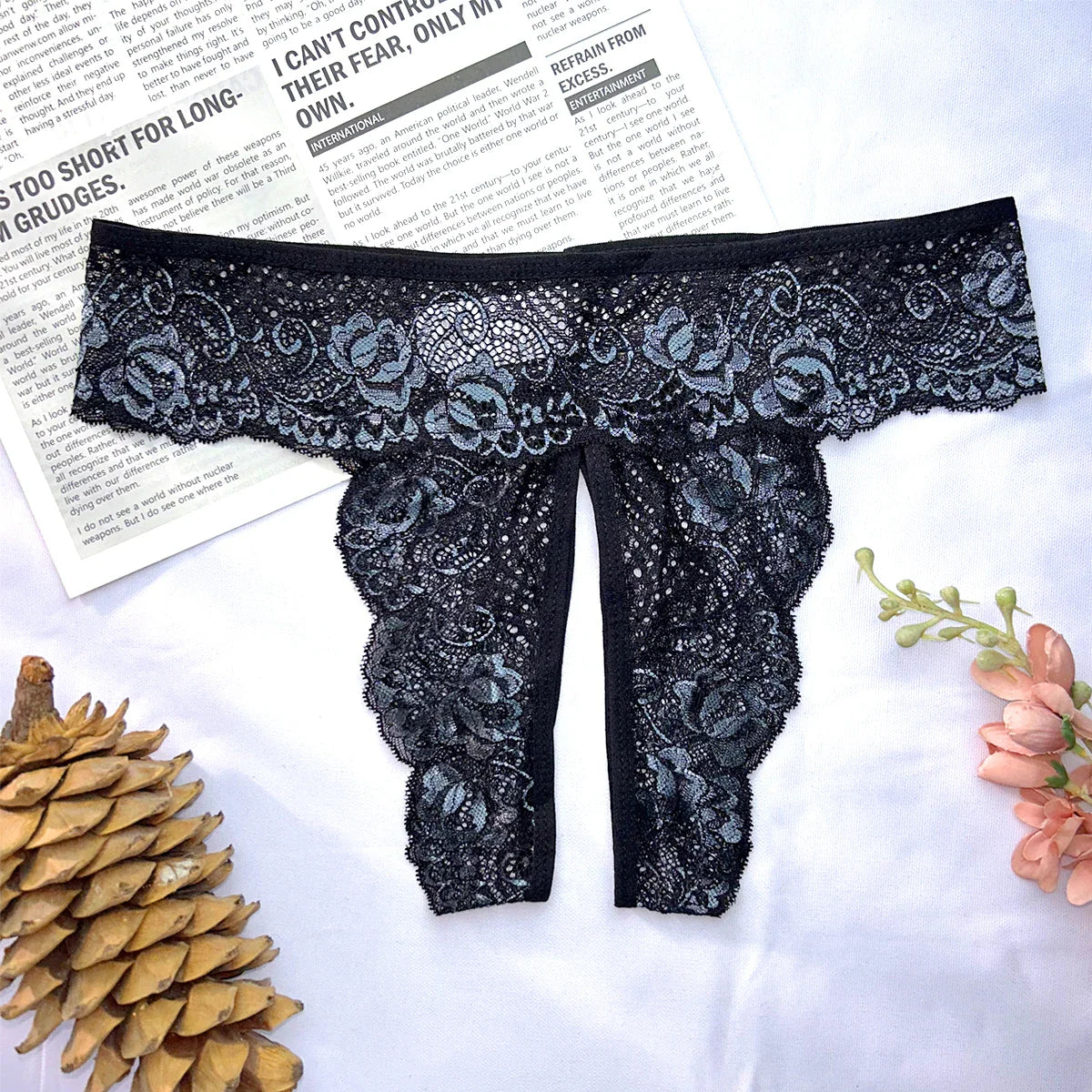 Lace Romantic Floral Thong Soft Underwear G-string Com