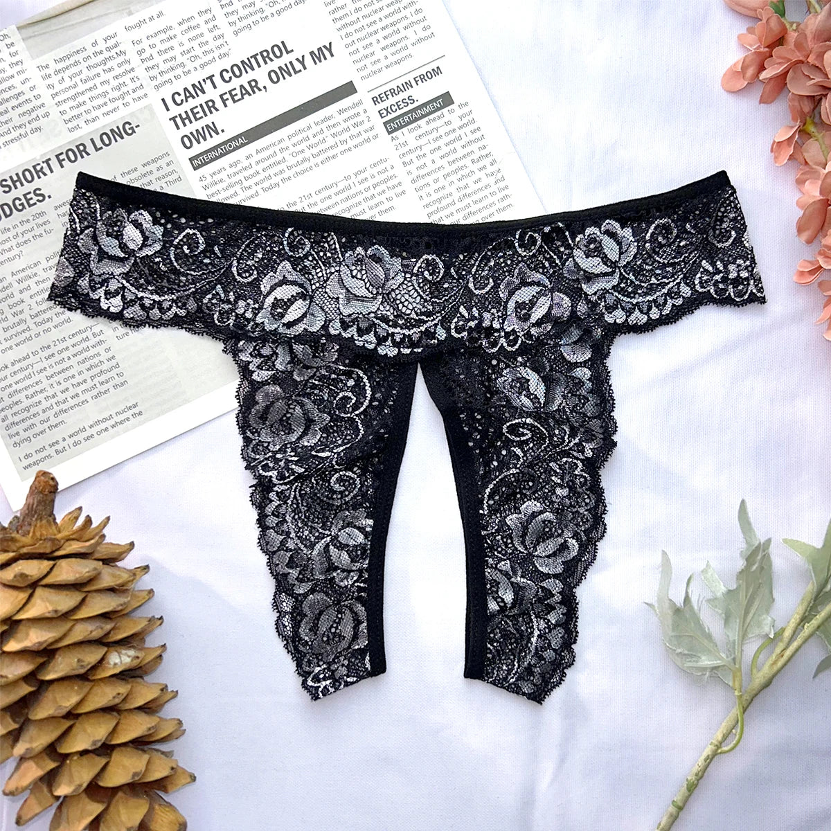 Lace Romantic Floral Thong Soft Underwear G-string Com