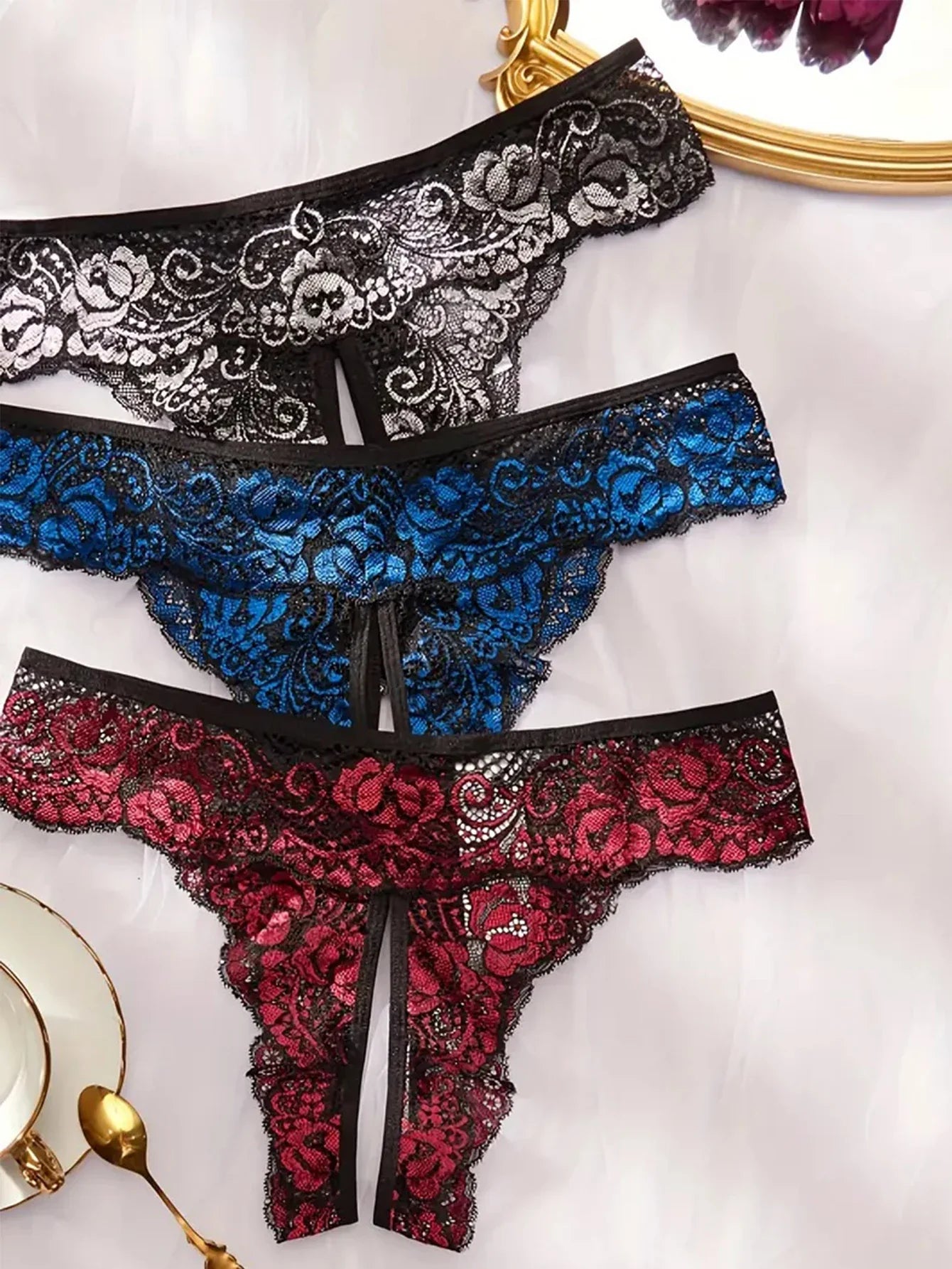 Lace Romantic Floral Thong Soft Underwear G-string Com