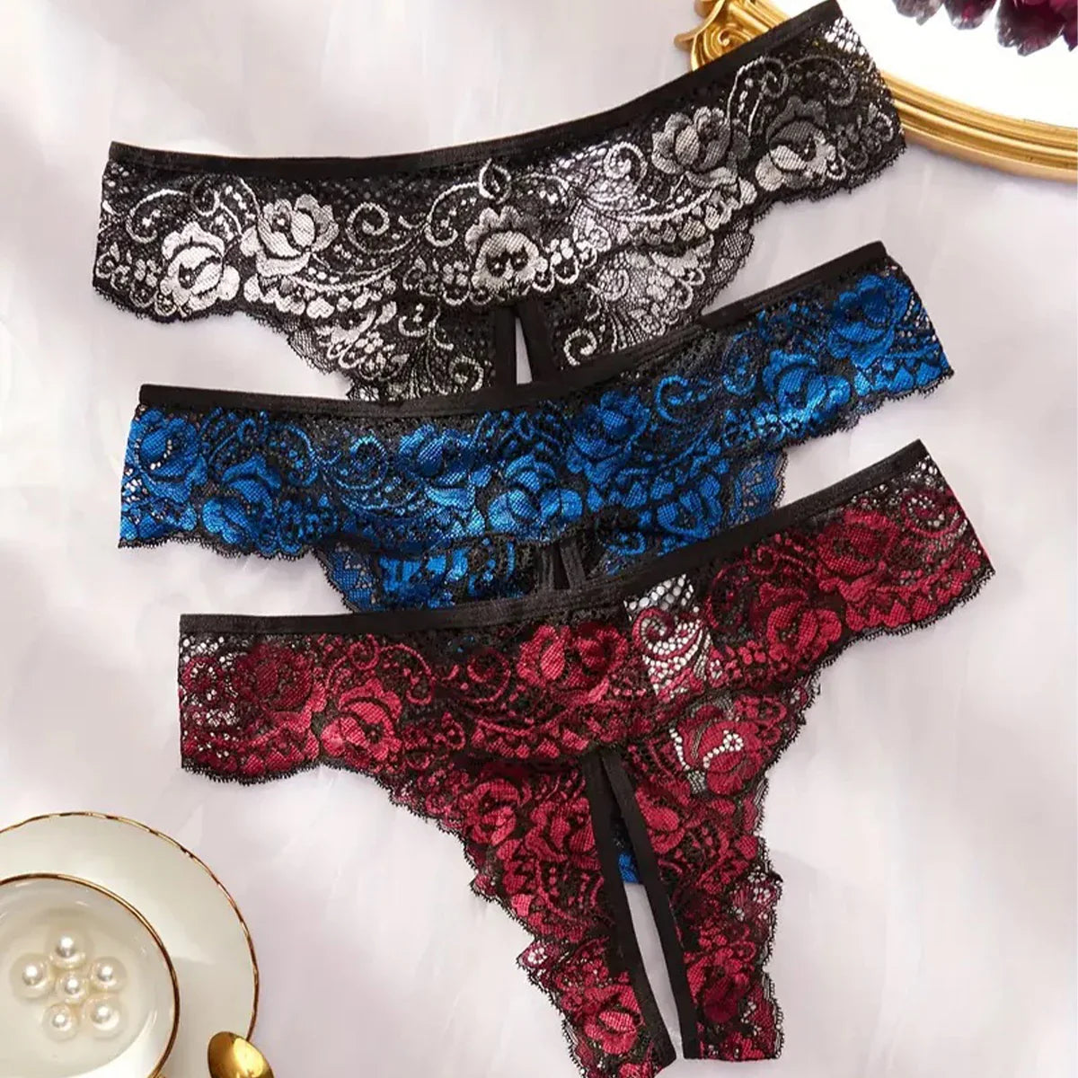 Lace Romantic Floral Thong Soft Underwear G-string Com
