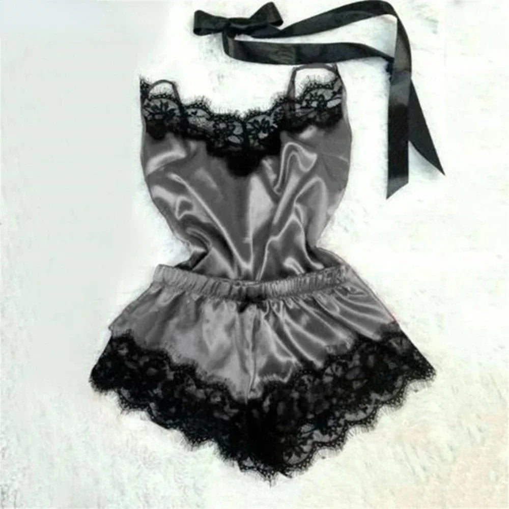 Lace Satin Pajama Set