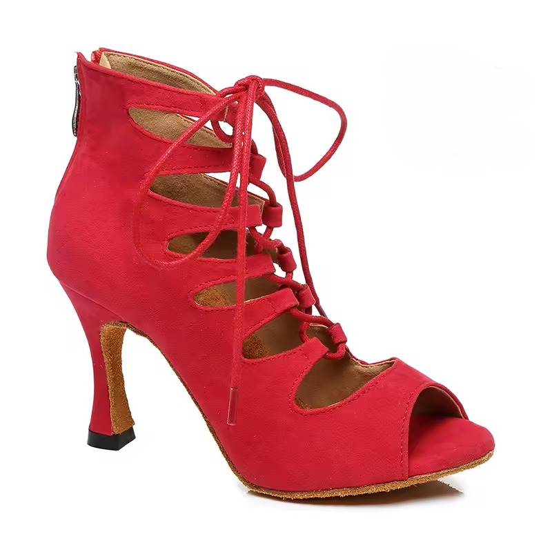 Lace-UP Latin High Heels Open Toes Soft Soles Party Dancing Boots