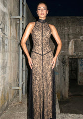 Lace A Line Maxi Dress Black