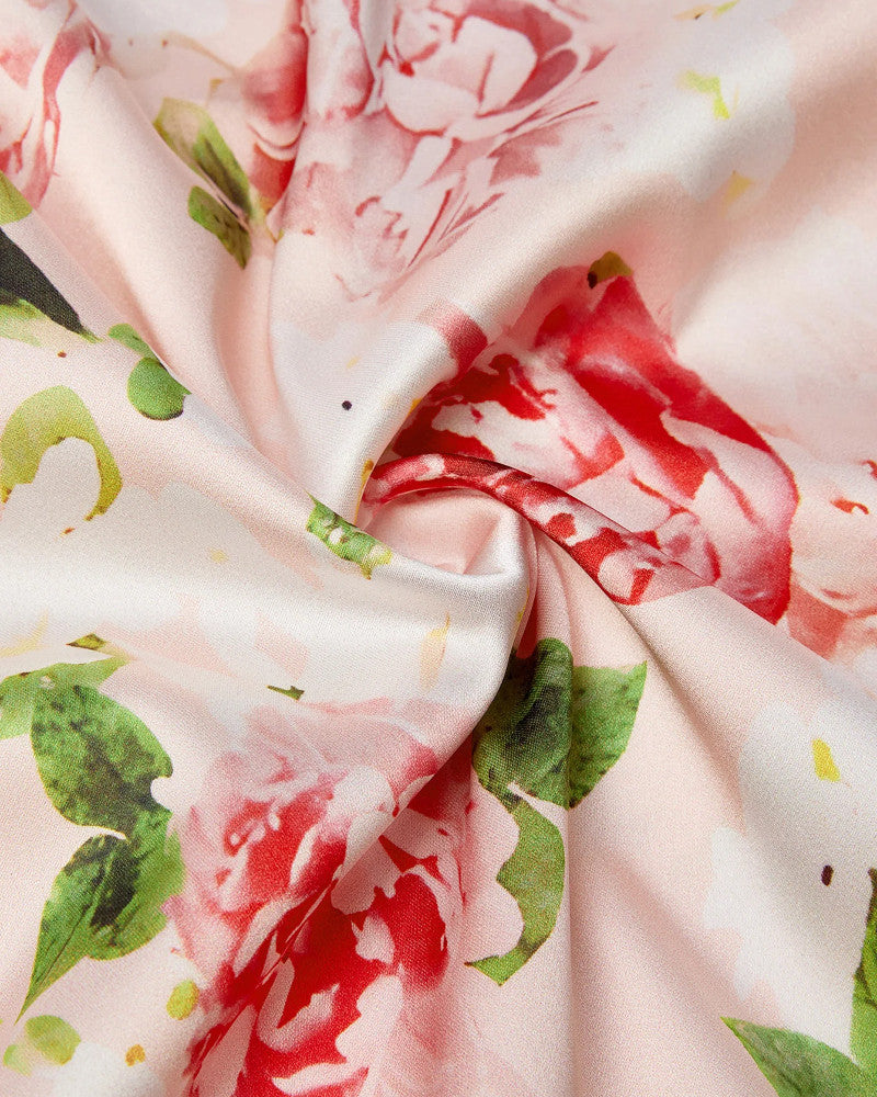 Lace Bustier Floral Maxi Dress Pink