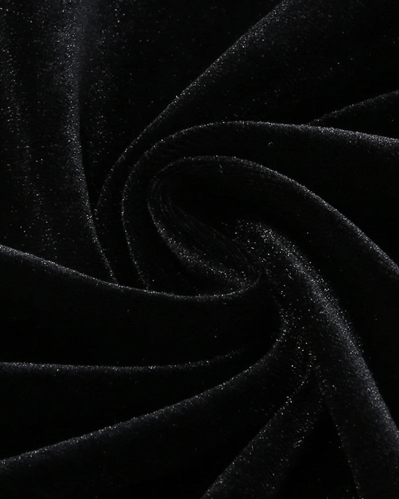 Lace Corset Maxi Velvet Dress Black