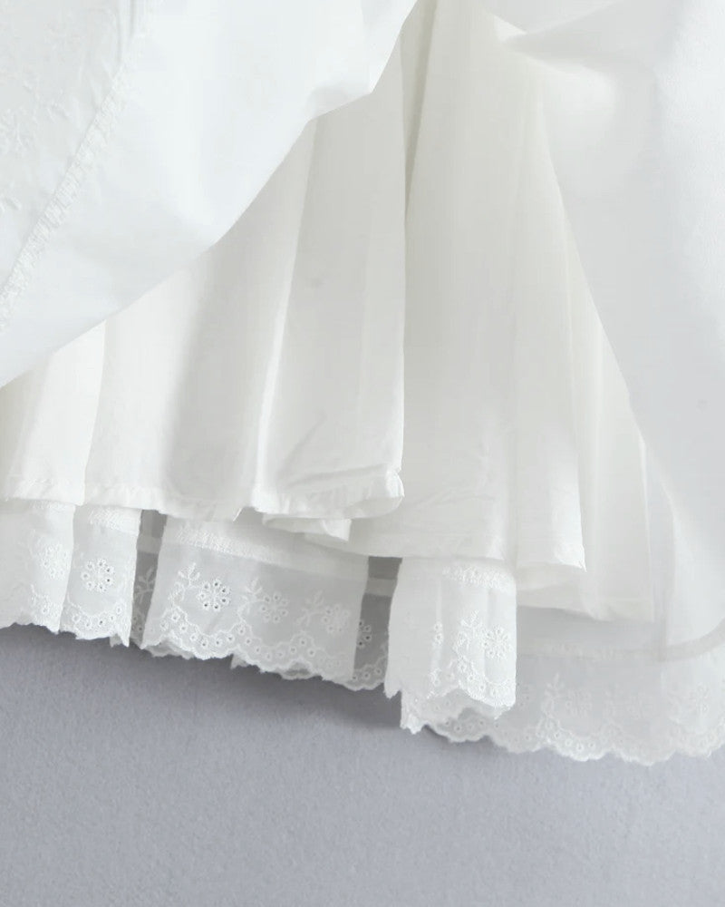 Lace Insert Corset Skater Dress White