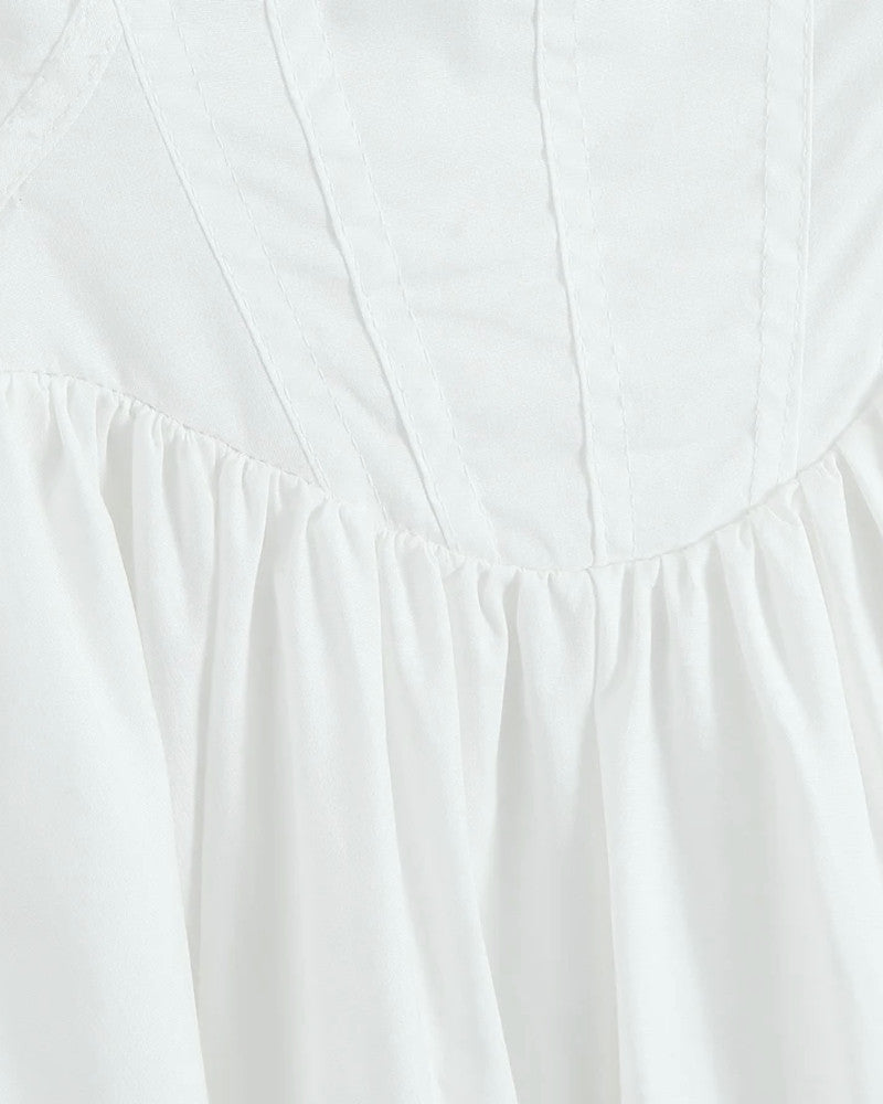 Lace Insert Corset Skater Dress White