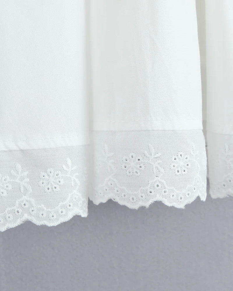 Lace Insert Corset Skater Dress White