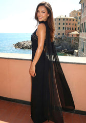 Lace Up Detail Maxi Dress Black