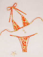 Ladies' Summer Color Coded Swimsuit Lace Up Bikini Swimsuit Summer Beachwear