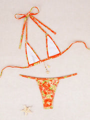 Ladies' Summer Color Coded Swimsuit Lace Up Bikini Swimsuit Summer Beachwear