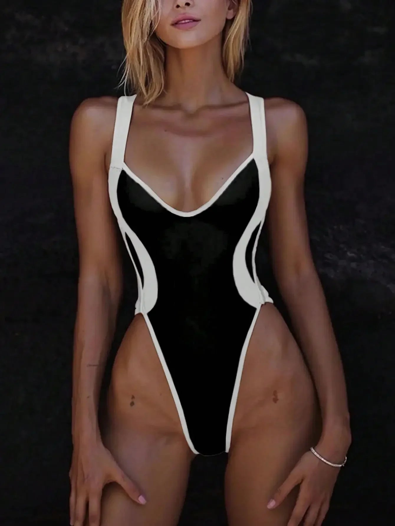 Ladies' Summer Vacation Suitable Beachwear Patchwork Body Backless Cross-Border Bikini One-Piece Swimsuit