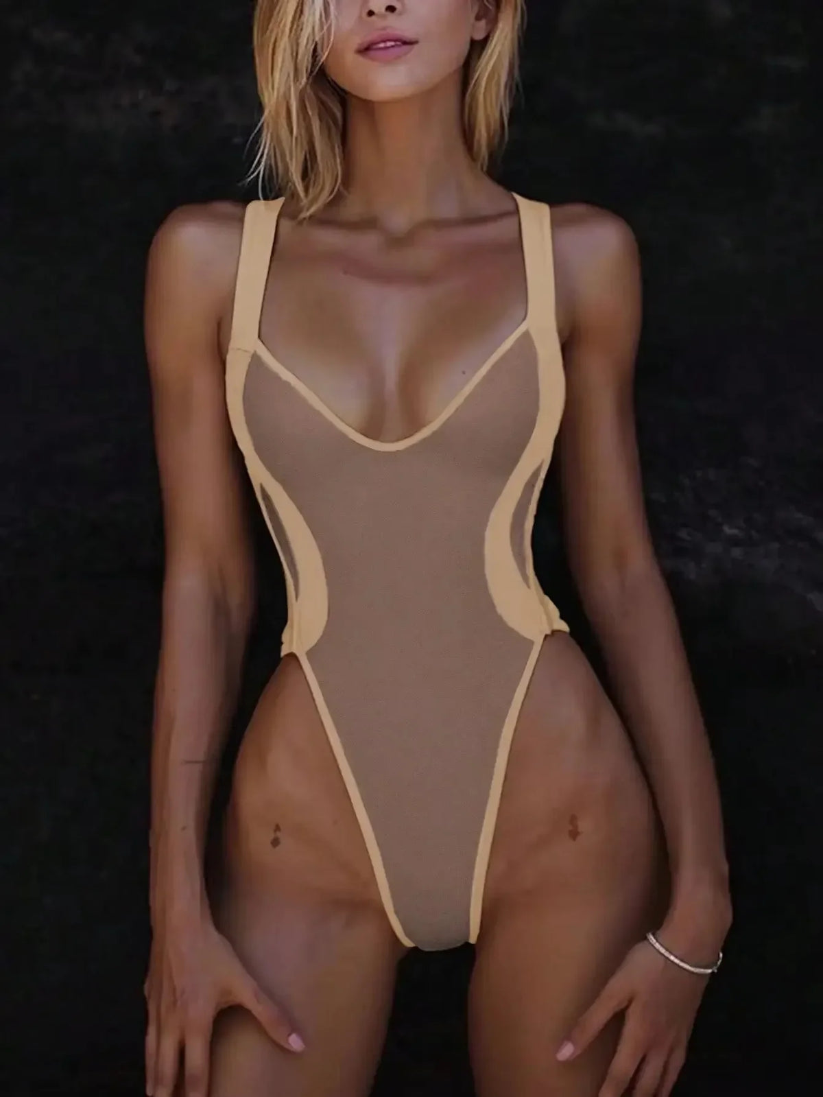 Ladies' Summer Vacation Suitable Beachwear Patchwork Body Backless Cross-Border Bikini One-Piece Swimsuit
