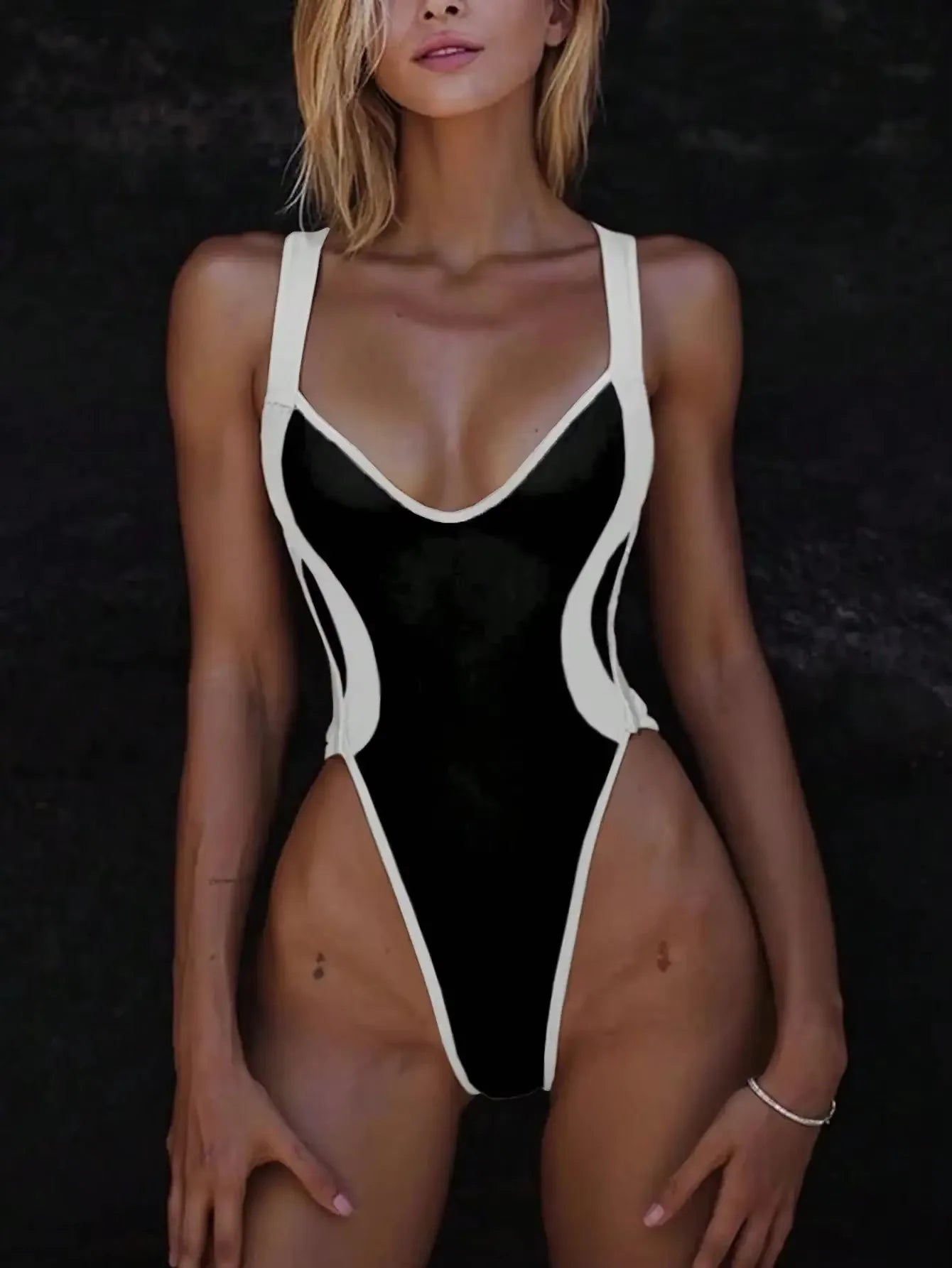 Ladies' Summer Vacation Suitable Beachwear Patchwork Body Backless Cross-Border Bikini One-Piece Swimsuit