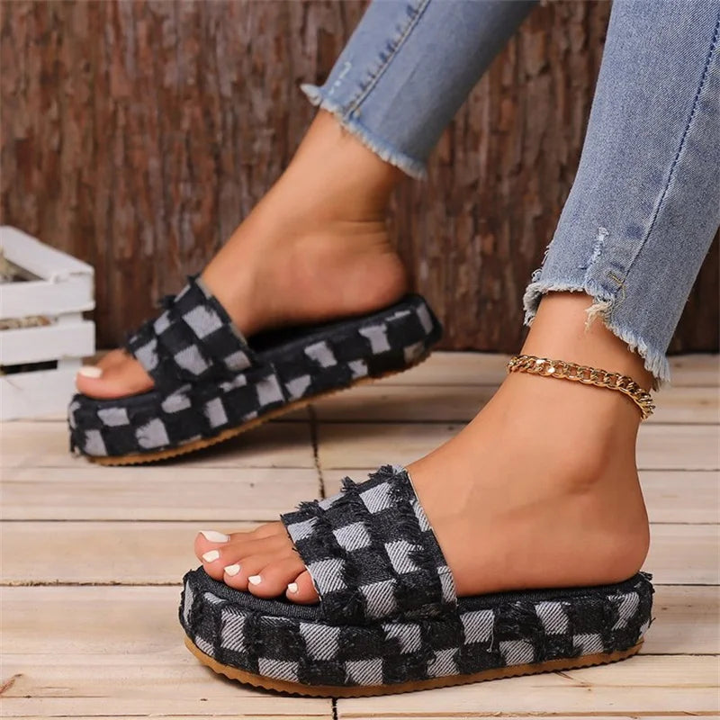 Large Lacquer Leather platforms Gothic Chain Thick Heel Punk Ankle slippers