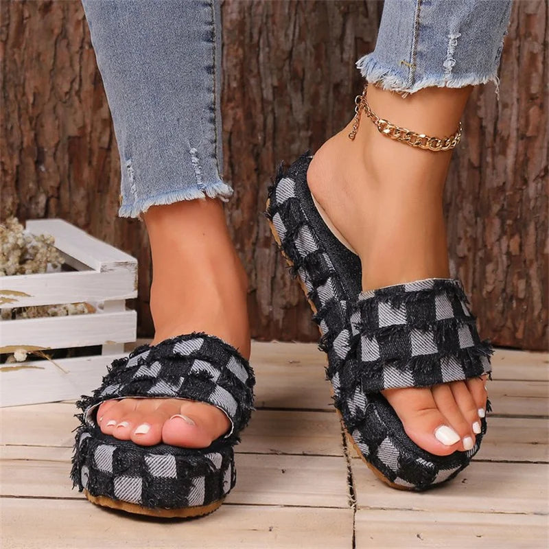 Large Lacquer Leather platforms Gothic Chain Thick Heel Punk Ankle slippers