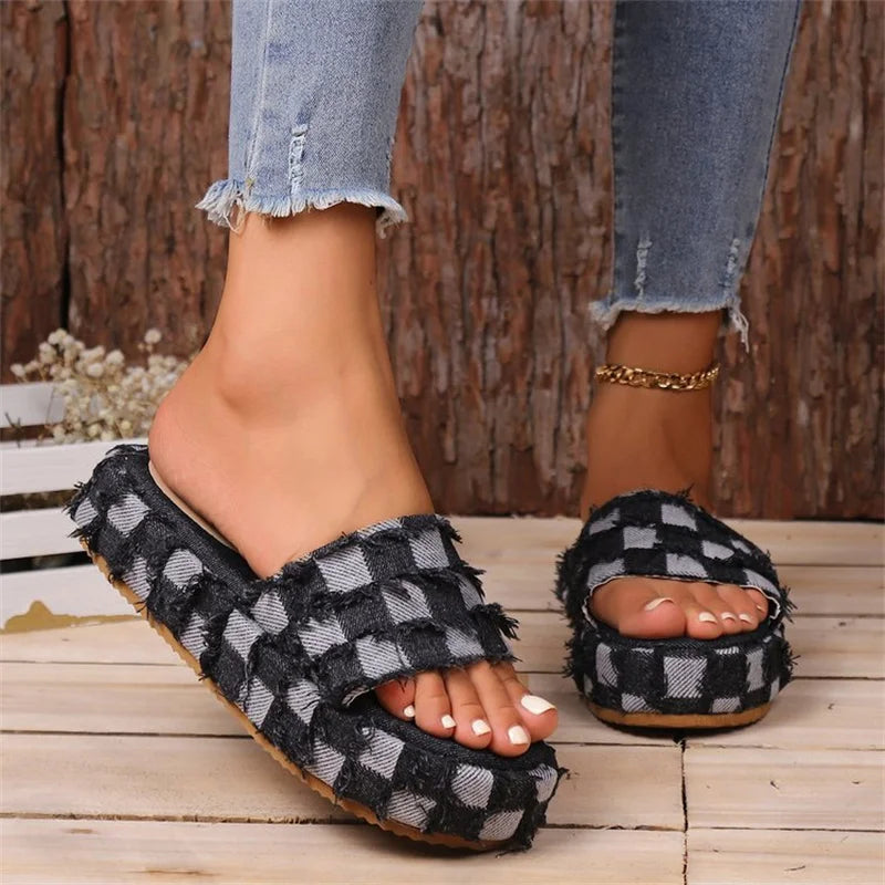 Large Lacquer Leather platforms Gothic Chain Thick Heel Punk Ankle slippers