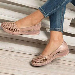 Lattice Style Flat Wedges Round Toes Side Openings