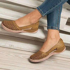 Lattice Style Flat Wedges Round Toes Side Openings