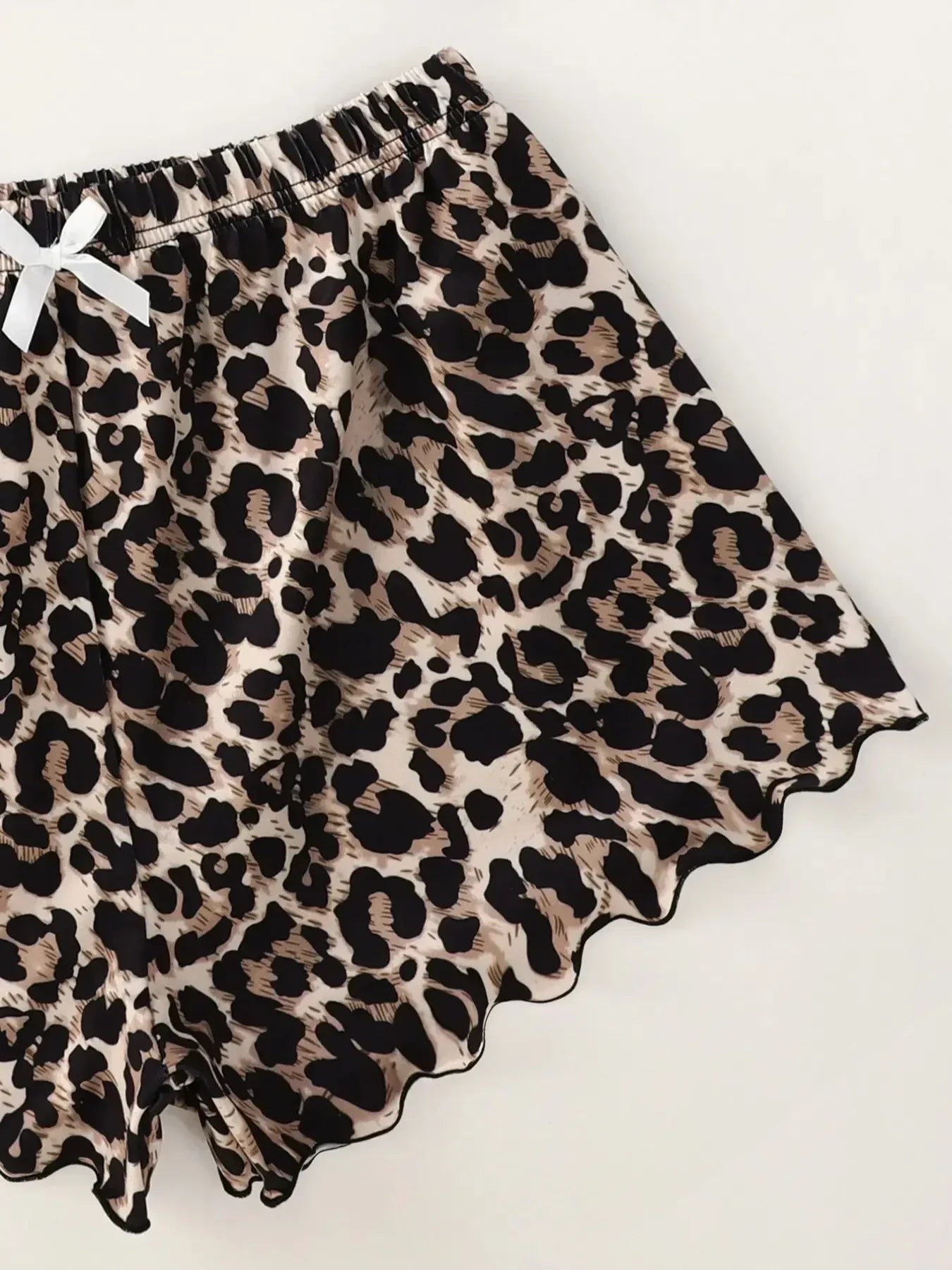 Leopard Print Sling Sleepwear Pajamas Set Lingerie V-Neck Sleeveless Top and Shorts Sets Pyjamas Homewear
