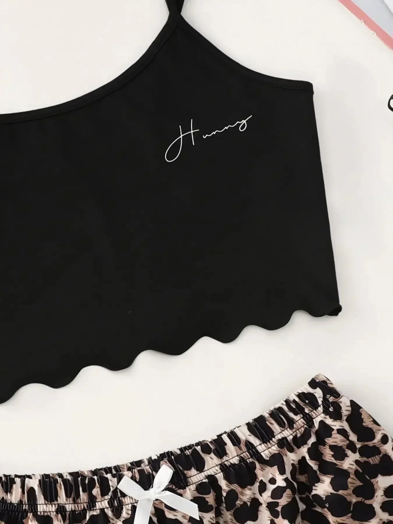 Leopard Print Sling Sleepwear Pajamas Set Lingerie V-Neck Sleeveless Top and Shorts Sets Pyjamas Homewear