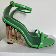 Letter-Love One-strap Fretwork Party Strange High Heels Gladiator Sandals