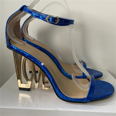 Letter-Love One-strap Fretwork Party Strange High Heels Gladiator Sandals