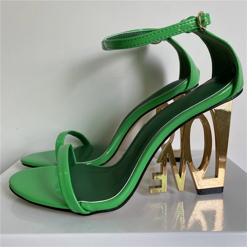 Letter-Love One-strap Fretwork Party Strange High Heels Gladiator Sandals
