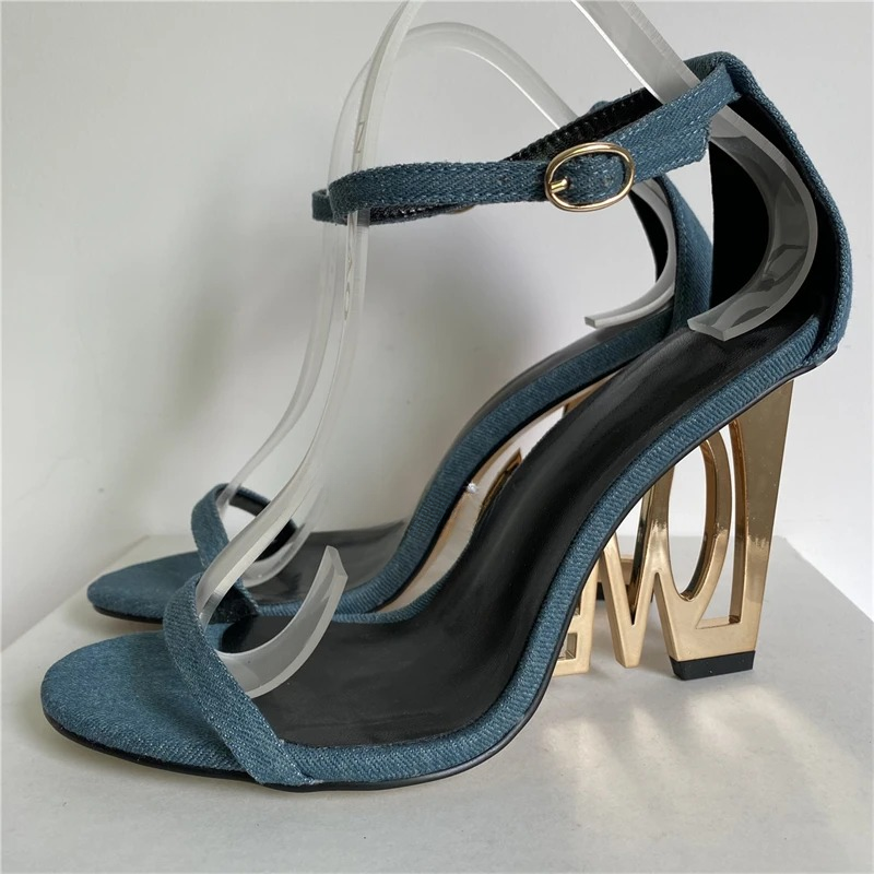 Letter-Love One-strap Fretwork Party Strange High Heels Gladiator Sandals