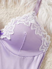 Light Purple Nightdress Lace Bow Dress Babydoll Sleepdress Underwear Sets Ladies Outfits