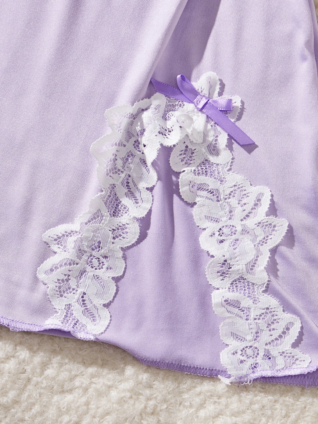 Light Purple Nightdress Lace Bow Dress Babydoll Sleepdress Underwear Sets Ladies Outfits