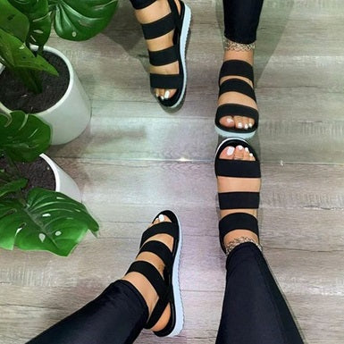 Lightweight Strappy Sandals Textured Soles Rounded Toes