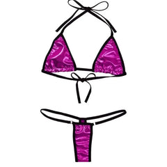 Lingerie mini swimsuit patent leather lace-up three-piece tie bikini set