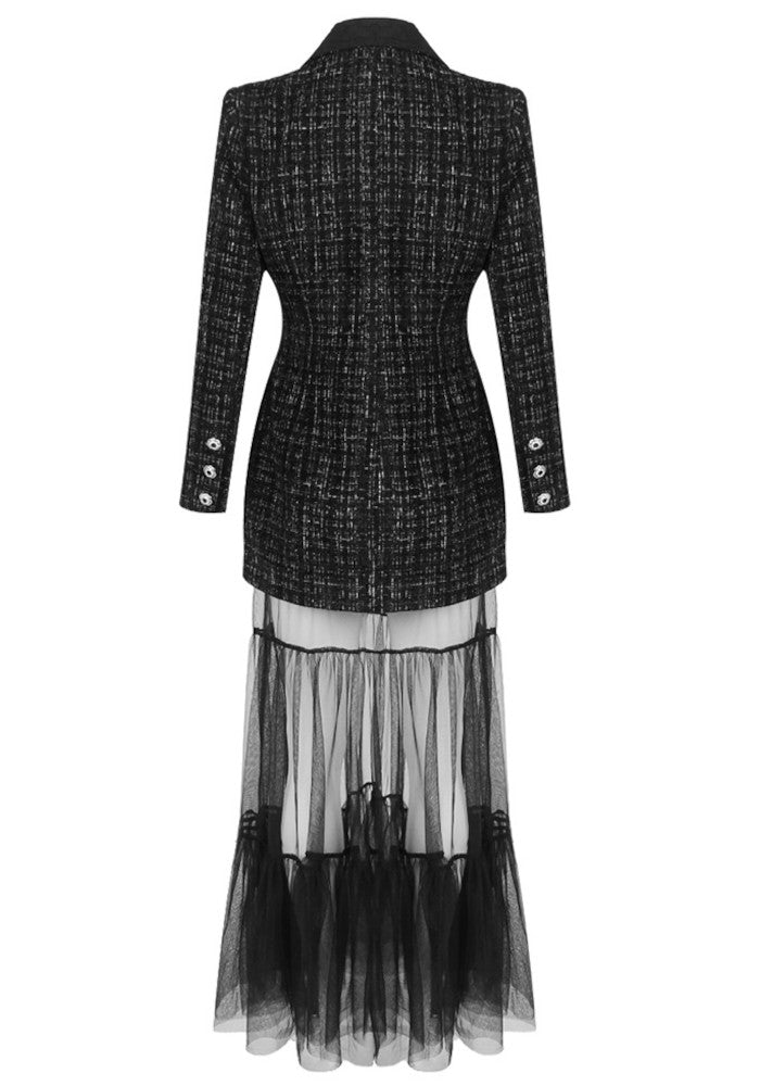 Long Sleeve Blazer Maxi Dress Black