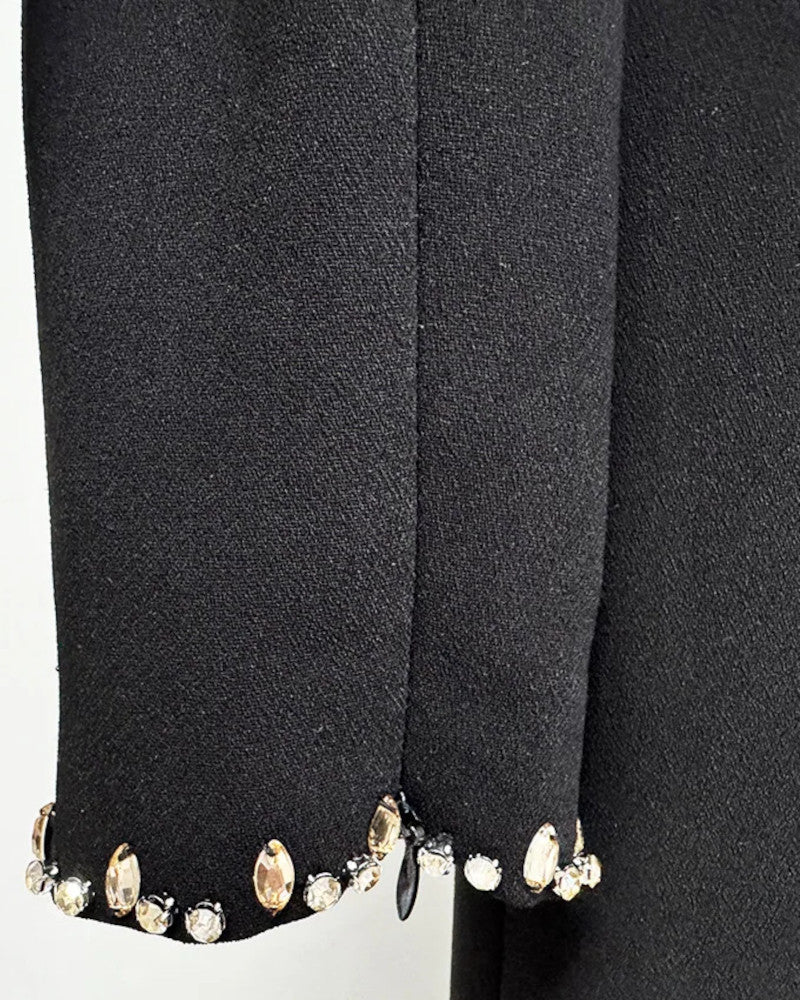 Long Sleeve Bardot Embellished Maxi Dress Black