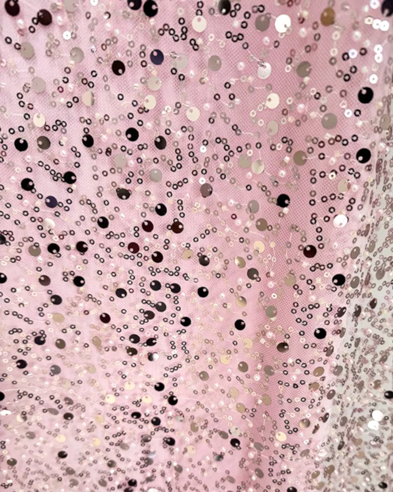 Sequin Bardot Maxi Dress Pink
