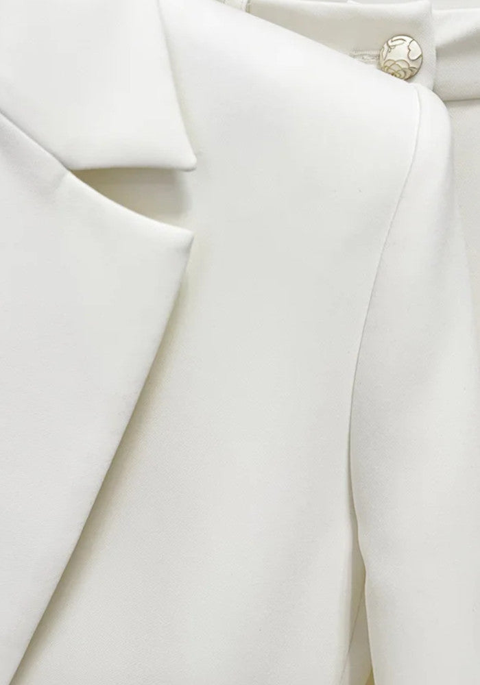 Crystal Belt Suit White
