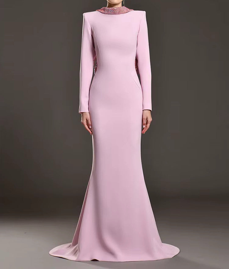 pink long sleeve backless dress SHEIN BAE Long Sleeve Summer Dresses Valentine Day Dress Backless Dress Pink Dress