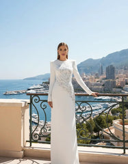 Long Sleeve Crystal Floral Maxi Dress White