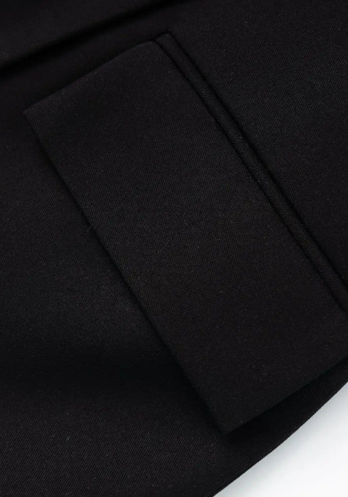 Long Sleeve Crystal Lapel Blazer Black