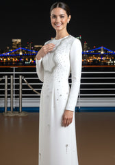 Long Sleeve Crystal Maxi Dress White